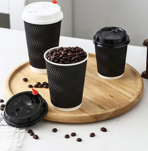 Vaso de papel de doble pared desechable para bebidas calientes, logotipo personalizado, se acepta vaso de papel de 8/12/16/20oz para tazas de café y bebidas calientes - Product Image 1