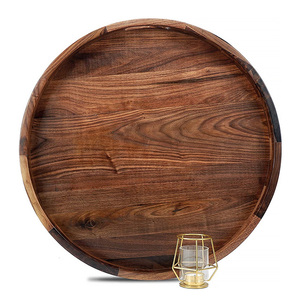 Grand plateau de service de collation de haute qualité en bois de noyer de style moderne du Vietnam avec poignée pour une utilisation au restaurant - Product Image 5