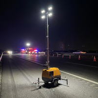 Prêt à être expédié : Tour d'éclairage mobile LED portable de 5m-7m-9m, alimentée en courant continu, avec moteur diesel, pour éclairage de chantier extérieur