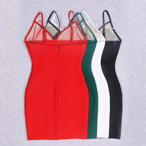 OEM personalizado de fábrica de vendaje de las mujeres de moda sin espalda natural de la isla de fiesta vestidos de invitados de boda - Product Image 5