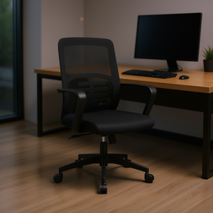 Sedia da Ufficio con Schienale in Rete e Braccioli, Base Girevole a 5 Punte, Ergonomica per Uso Ufficio - Product Image 2