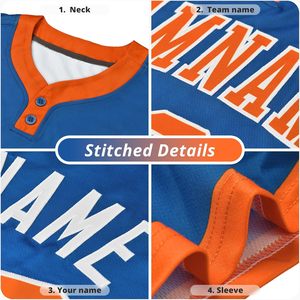 เสื้อเบสบอลแบบกำหนดเองสำหรับผู้ใหญ่ ยูนิเซ็กซ์ สีน้ำเงินแดง ปักชื่อและหมายเลข เสื้อกีฬาซับเหงื่อ - Product Image 3