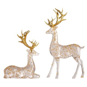 Transparent Gold Foil Deer Figurine 2Pcs Contemporary Home Decoration Living Room Wine <b>Cabinet</b> TV Stand Housewarming Gift - Product Image 5
