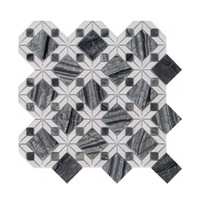 Mosaïque de carreaux en marbre naturel poli, combinaison octogonale et diamantée, pour revêtement mural et sol intérieur