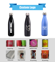 Termo de Acero Inoxidable con Forma de Botella de Cola, Personalizado con Logotipo, Etiqueta Privada, 12oz 17oz 350ml 500ml, Impresión 3D y Grabado Láser