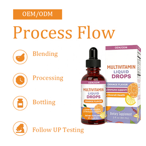 OEM/ODM プライベートラベル |   大人用マルチビタミン液状ドロップ オレンジ風味-2液量オンス エネルギー、免疫、全身の健康をサポートするサプリメント - Product Image 6