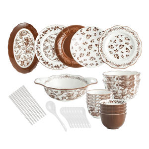 Service de table en céramique motif floral, style simplicité moderne, compatible micro-ondes, 20-30 Yuan, ensemble cadeau bol et assiette pour nouvelle maison - Product Image 5