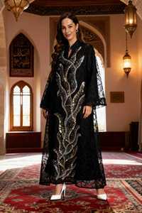 Robe de soirée élégante pour femmes, brodée de paillettes, style modeste, style d'Arabie Saoudite, vert rouge, <span class=keywords><strong>abaya</strong></span> taille 2XL, vêtements musulmans traditionnels - Product Image 2