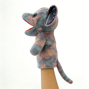 Marioneta de ratón de peluche personalizada con boca abierta y bordes rojos, marioneta de ratón de peluche suave de coral con cola, animal de peluche con ojos grandes bordados. - Product Image 3