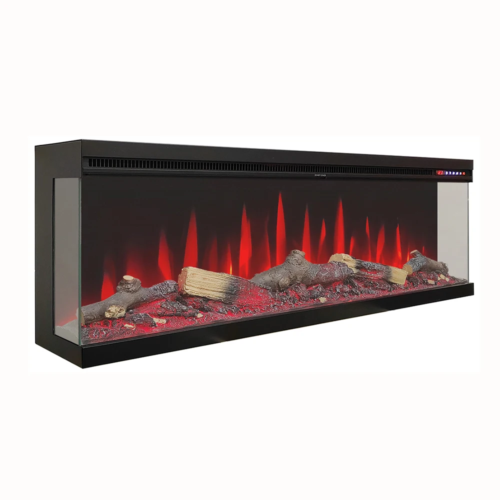 LONGHUA FLAME 42" 50" 60" 72"100" Lareira elétrica embutida decorativa de 3 lados montada na parede