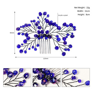 Wedding <strong>Hair</strong> Comb Blue Crystal Bridal <strong>Hair</strong> Accessories for Bride and <strong>Bridesmaids</strong> Wedding <strong>Hair</strong> <strong>Piece</strong> - Product Image 5