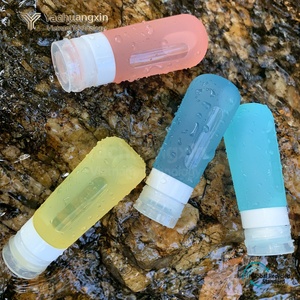 <b>Silicone</b> Travel Bottles Set of 4 Colorful Collapsible Containers with White Caps for Toiletries and <b>Liquids</b> - Product Image 3