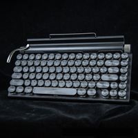 In Stock Round Keycaps 5.0 Dual Mode Retro Typewriter Mechanical Keyboard Mouse Combo Blue Switch Wholesale
