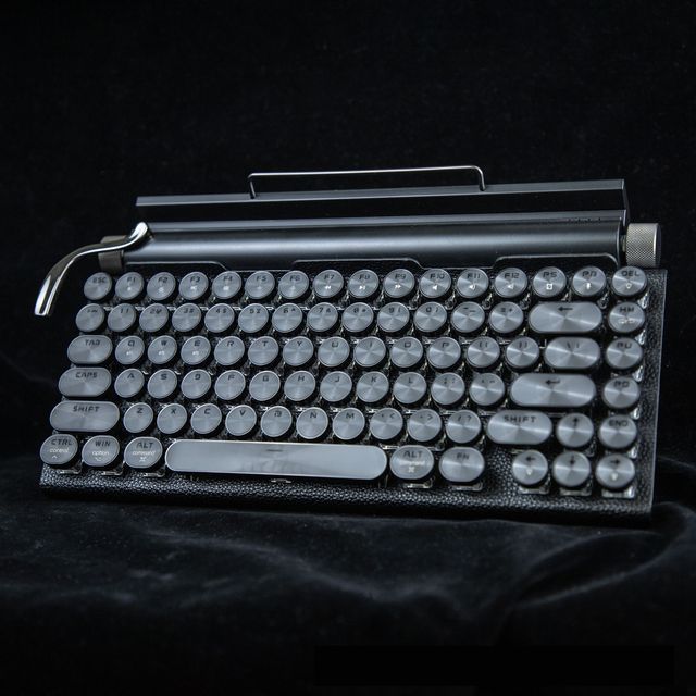 In Stock Round Keycaps 5.0 Dual Mode Retro Typewriter Mechanical Keyboard Mouse Combo Blue Switch Wholesale