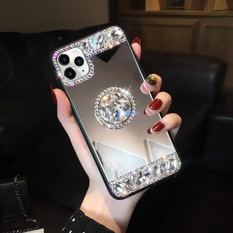 Luxury Bling Crystal Diamond Girly Glitter Mirror Phone Case For iPhone 13 Rhinestone Protective Phone Case For iPhone 13 Pro 14