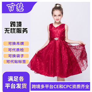 Girl's Lace Dress Sweetheart Neckline Blue Party Gown Flower Girl Dress Children's Evening Wear European Style Birthday - Product Image 5