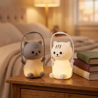 Nouvelle Lampe LED en forme de chat Kawaii souple et rechargeable par USB 2026 pour la décoration de chambre à coucher et de chevet