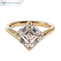 Bague Tianyu Gems sur mesure avec diamant de laboratoire taille Asscher et halo de rubis, en or 14 carats, cadeau d'anniversaire pour femme, bijoux