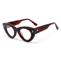 Nouvelle monture de lunettes optiques de prescription pour femmes, élégante et tendance, en acétate épais, œil de chat, pleine monture, pour OEM et ODM