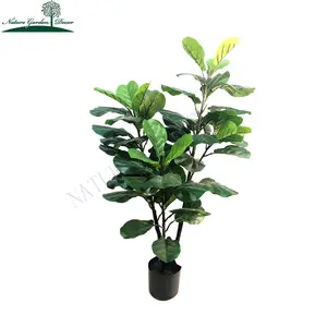 Natrual Touch Green Fake Fiddle Fig Tree for Garden Decoration Plastic Artificial Plant