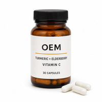 Capsules de curcuma, de sureau et de vitamine C à marque privée OEM – Complément alimentaire antioxydant pour les propriétaires de marques
