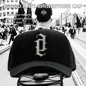 Beard <b>Hats</b> OEM Custom Terry Bows Rhinestone Original Gorra Barbas Magician G5 Collection Black 5-Panel Baseball Caps - Product Image 2