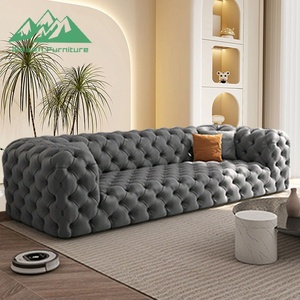 Sofá de Tecido com Design Viral, Sofá em Forma de Lua com Botões Almofadados - Product Image 4