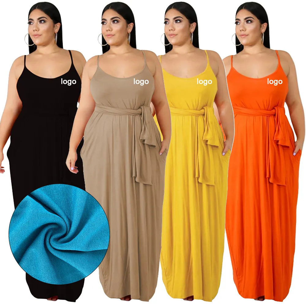 Robe maxi en 10 couleurs pour femmes, décontractée, ceinture, grande taille, couleur unie, vêtements d'été, meilleures ventes,