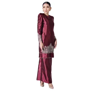 New Arrival baju kurung cotton vietnam plus size muslim dress fashion design moon embroidery abaya