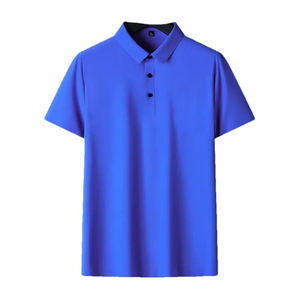 Chemise de golf 100% coton anti-rides à manches courtes pour hommes haute qualité doux respirant tricot solide imprimé design élégant décontracté - Product Image 1
