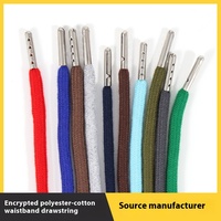 6MM color cifrado 100% algodón sudadera gorra cordón deportes pantalones cintura cuerda Metal cabeza cordón cordones