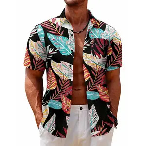 Aloha estate Design personalizzato stampa digitale 100% cotone Rayon con bottone o colletto aperto camicie hawaiane stampate per gli uomini