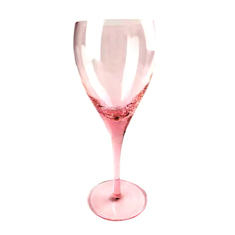 2022 Hot Selling Traditioneller LuxUry Solid Pink Farb becher mit Ice Crackle Effekt Weinglas Becher