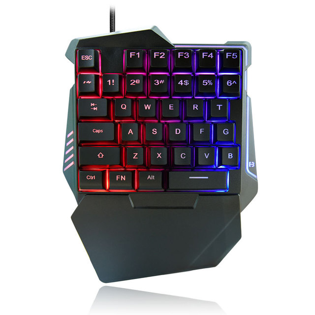 Hot-Selling Wired Mechanical One-Handed Keyboard RGB Backlit Ergonomic Gaming Keyboard