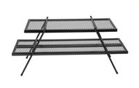 Grille de feu de camp pliante en acier robuste, grille de camp portable pour la cuisson à flamme nue en plein air