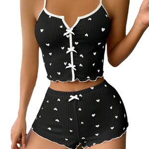 <span class=keywords><strong>Lingerie</strong></span> Sexy di Alta Qualità, Set Pigiama da Donna con Scollo a V in Poliestere, Elastico in Vita, Traspirante, Pantaloncini e Top - Product Image 4