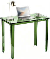 Bureau en acrylique transparent vert moderne sur mesure, bureau d'écriture en lucite transparente, table en acrylique pour bureau à domicile et salle d'étude