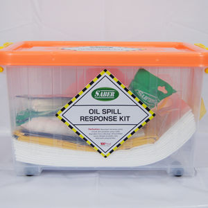 Kit anti-déversement d'hydrocarbures Compact SABER 10 litres avec boîte transparente, réponse rapide, kit de nettoyage des déversements uniquement, avec boîte transparente pour les petites fuites en atelier - Product Image 1