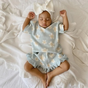 Pagliaccetto floreale su misura del cotone per le bambine del neonato del bambino del neonato vestito a <span class=keywords><strong>margherita</strong></span> lavorato a maglia per 6-9 e 9-12 mesi stagione estiva - Product Image 4