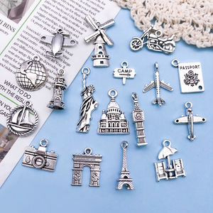 Yuku مختلطة 17 عتيقة أدوات معمارية للسفر حول العالم دلايات معدنية مطرزة باليد إكسسوارات مجوهرات - Product Image 4