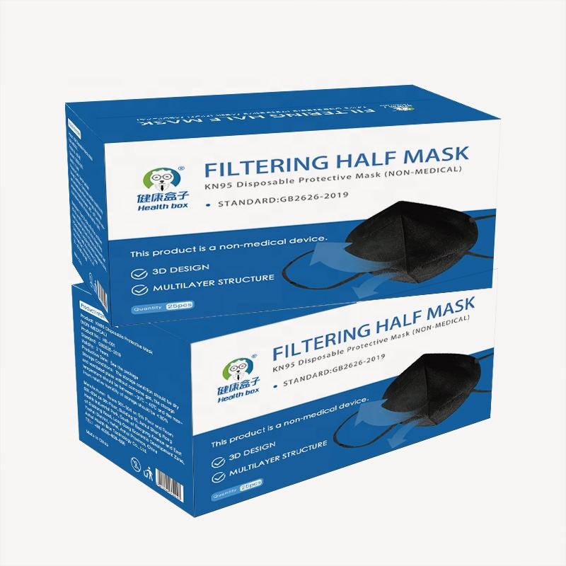 Black kn95 men's mask 5 layers breathable comfortable and fashionable CE en149 FFP2