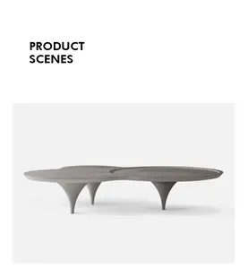 Zengin mobilya İtalyan lüks tarzı oturma odası mobilya ahşap bitmiş beton çay masası kare kül ahşap sehpa