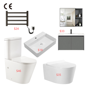 Ensemble Complet Luxe : Miroir Flottant Européen CE à LED, Lavabo en Céramique, Toilette Suspendue Deux Pièces et Meuble de Salle de Bain avec Accessoires - Product Image 1