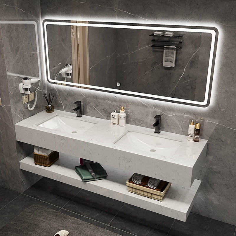 Luxury Modern Smart Mirror Wall-Mounted Double Basin Copper Drainer ...