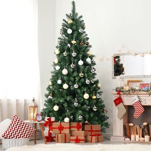High Quality DB 9ft Pre-Lit PVC <b>Hinged</b> Green Tree Environmentally Friendly Fireproof Artificial Christmas Tree PET for Winter - Product Image 2