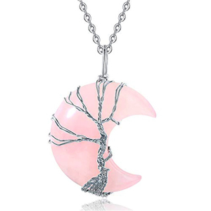 Tree Life Carved Wire-Wrapped Crescent Moon <strong>Stone</strong> Crystal Sun Catcher 7 <strong>Chakra</strong> Healing Crystal Necklace with Stress Reduction - Product Image 5