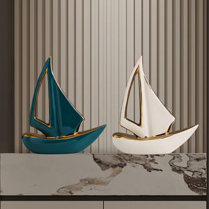 Modèle de bateau à voile de luxe nordique, ornement en porcelaine, design <span class=keywords><strong>moderne</strong></span> <span class=keywords><strong>et</strong></span> créatif fait main, <span class=keywords><strong>décoration</strong></span> contemporaine en céramique pour la maison - Product Image 2