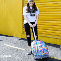 Mochila escolar con ruedas de buena calidad para adolescentes, bolsa de viaje, equipaje con patrón de animales, mochila con ruedas para niños