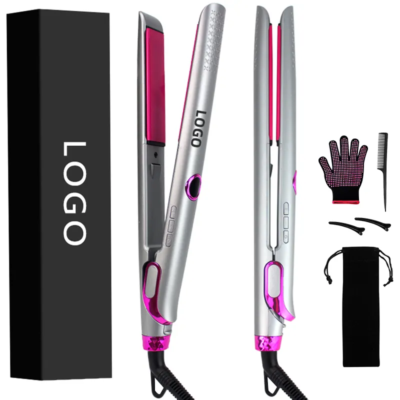 Customized Logo Professional Flat Iron Hair Straightener Multifunctional Temperature Portable Straightener With LCD Displays