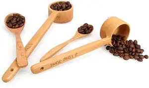 Ensemble de 4 cuillères à mesurer en bois, cuillère à café en bois et cuillère à café